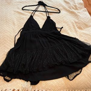 Open back, halter, black dress, SHEIN size small